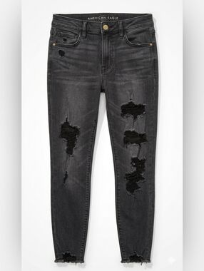American Eagle Outfitters Black Distressed Skinny Jeans